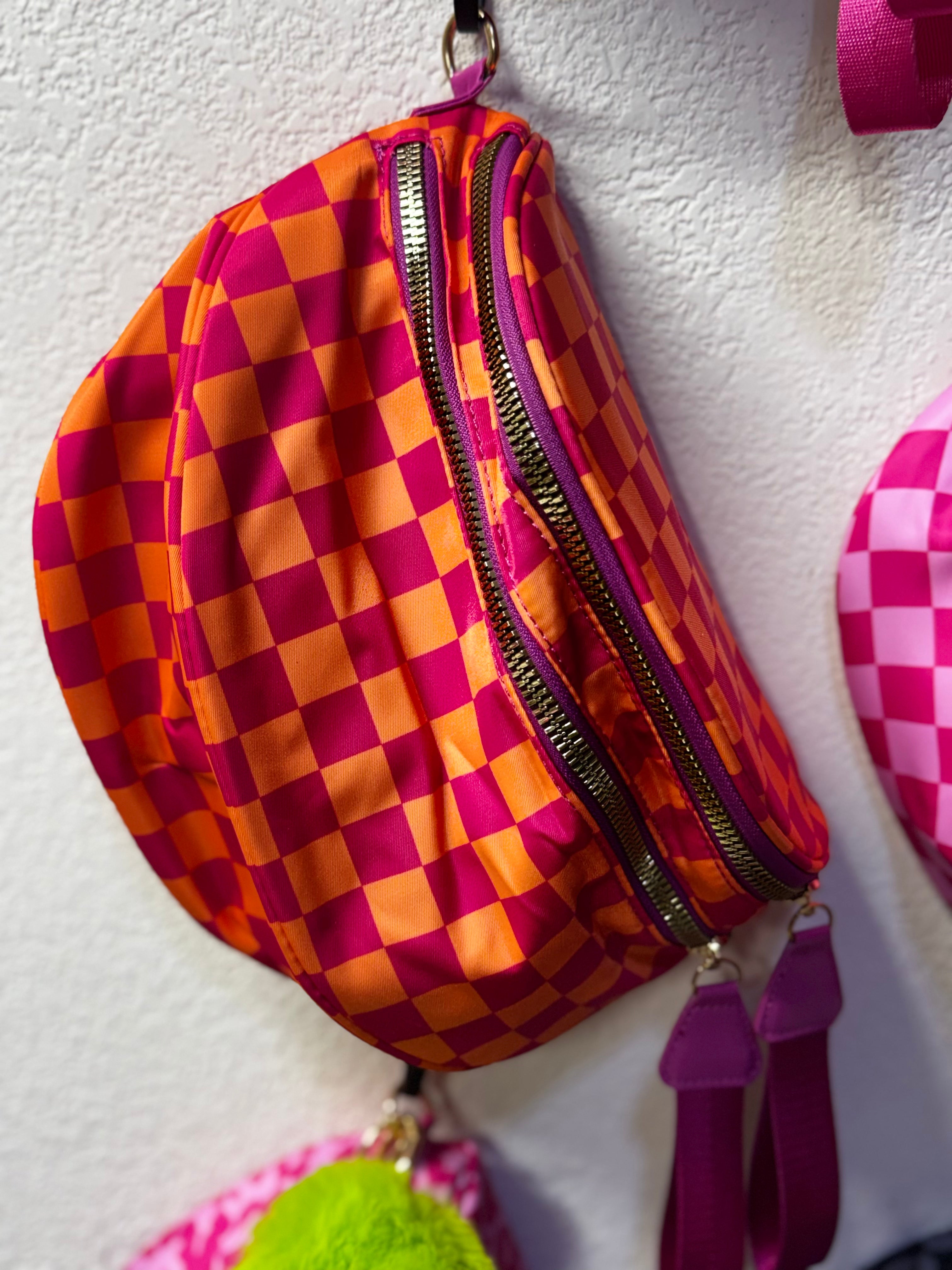 Orange+Fushia Checkered BumBag