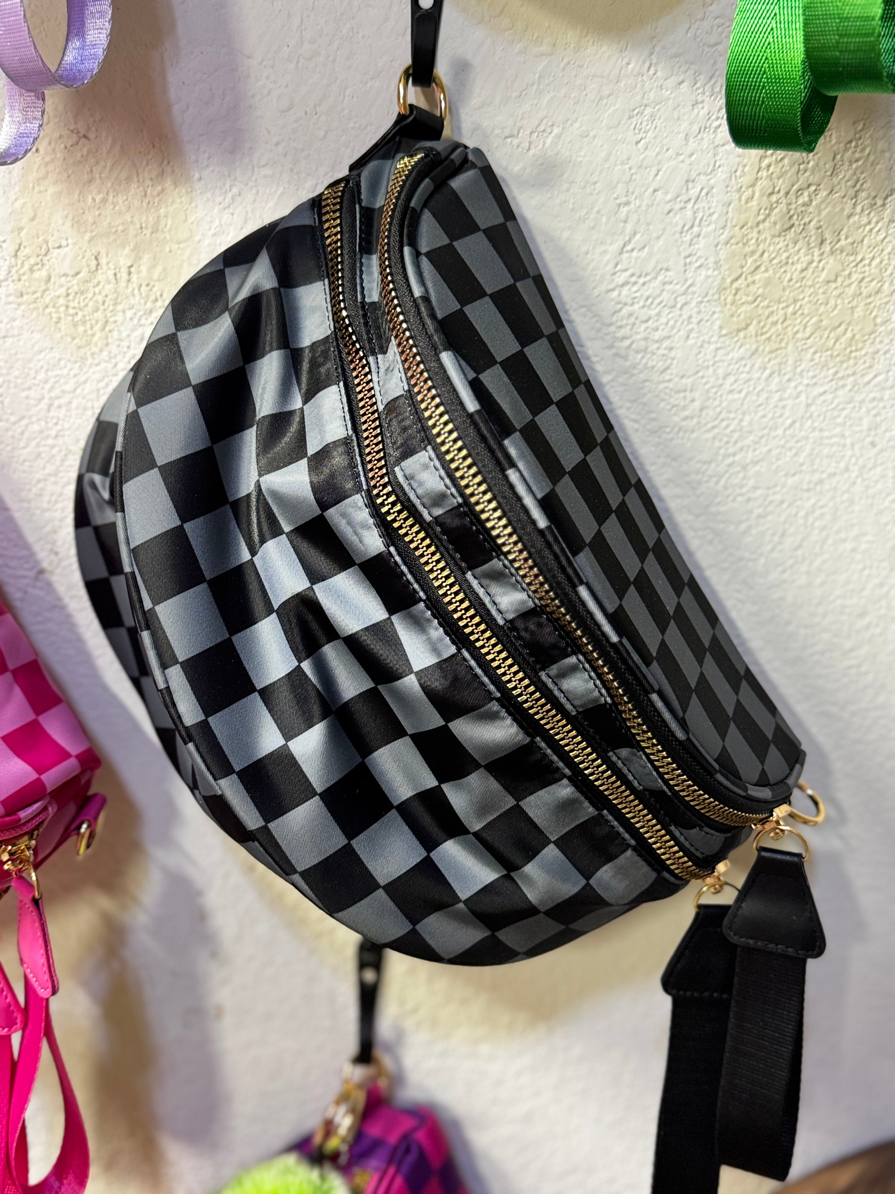 Black+Gray Checkered BumBag